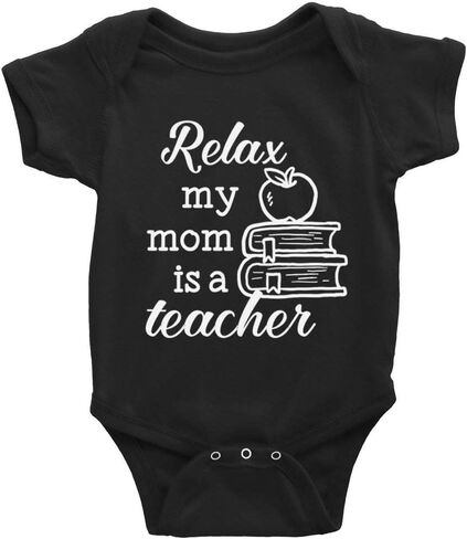 بدلة أطفال من Relax My Mom Is A Teacher حديثي الولادة بأكمام قصيرة للزحف in Kuwait