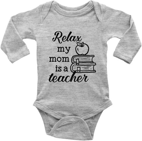 بدلة أطفال من Relax My Mom Is A Teacher حديثي الولادة بأكمام قصيرة للزحف in Kuwait