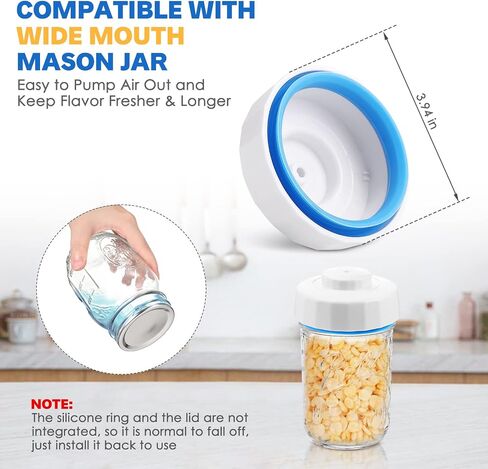 TRUSBER Jar Sealer، مجموعة سدادة مكنسة ماسون مع خرطوم ملحق متوافق مع آلة غلق الفراغ من FoodSaver، سدادة مكنسة كهربائية لبرطمان ميسون واسع الفم، مضخة يدوية محمولة in Saudi Arabia