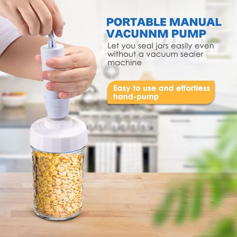 TRUSBER Jar Sealer، مجموعة سدادة مكنسة ماسون مع خرطوم ملحق متوافق مع آلة غلق الفراغ من FoodSaver، سدادة مكنسة كهربائية لبرطمان ميسون واسع الفم، مضخة يدوية محمولة in Saudi Arabia