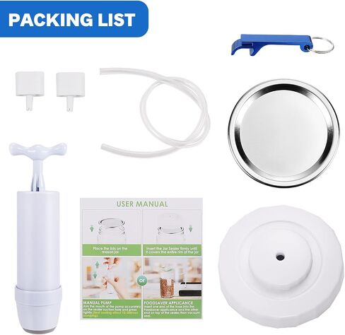 TRUSBER Jar Sealer، مجموعة سدادة مكنسة ماسون مع خرطوم ملحق متوافق مع آلة غلق الفراغ من FoodSaver، سدادة مكنسة كهربائية لبرطمان ميسون واسع الفم، مضخة يدوية محمولة in Saudi Arabia