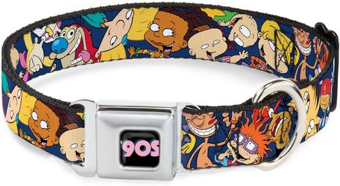 طوق كلب، مشبك حزام الأمان، Nick 90s Rewind، 16 وضعية شخصية، أزرق داكن، 11 إلى 17 بوصة، عرض 1.0 بوصة in Saudi Arabia