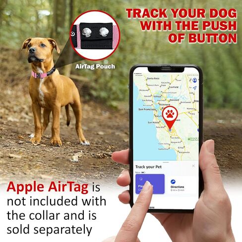 طوق الكلاب الفاخر من جيلي آند كو مع حقيبة AirTag - طوق عالي التحمل قابل للتعديل مع مشبك معدني سريع التحرير للكلاب الكبيرة (وردي بتلات، كبير) in Saudi Arabia