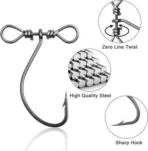Drop Shot Fishing Hooks -100pcs Fishooks in-line Drop Shot Rig High Carbon Steel Worm Hooks for Carp Bass Perch Catfish in Saudi Arabia