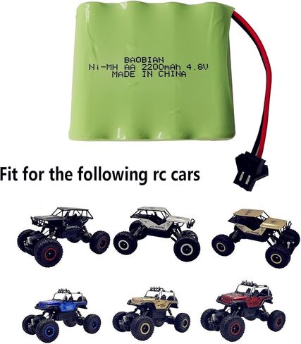بطارية باوبيان 4.8 فولت 2200 مللي أمبير AA NiMH قابلة لإعادة الشحن مع قابس SM-2P وكابل شاحن USB لسيارة RC لعبة سيارة شاحنة زاحفة (عبوة واحدة) in Kuwait
