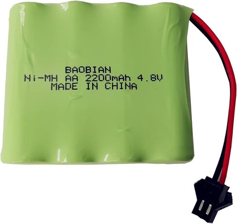 بطارية باوبيان 4.8 فولت 2200 مللي أمبير AA NiMH قابلة لإعادة الشحن مع قابس SM-2P وكابل شاحن USB لسيارة RC لعبة سيارة شاحنة زاحفة (عبوة واحدة) in Kuwait