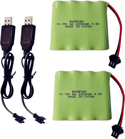 4.8V 2200mAH AA NiMH Rechargeable Battery with SM-2P Plug and USB Charger Cable for RC Toy Vehicle Car Truck Crawler (1 Pack) in Saudi Arabia