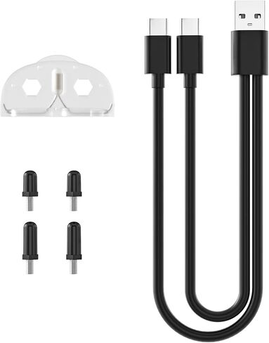 Replacement Accessory Kit for Haoteful G22 Dog Training Collar: 2 Pairs Rubber Electric Shock Prongs(Short + Long) + Test Light Tool + 1-Splitted-2 USB Charging Cable in Saudi Arabia