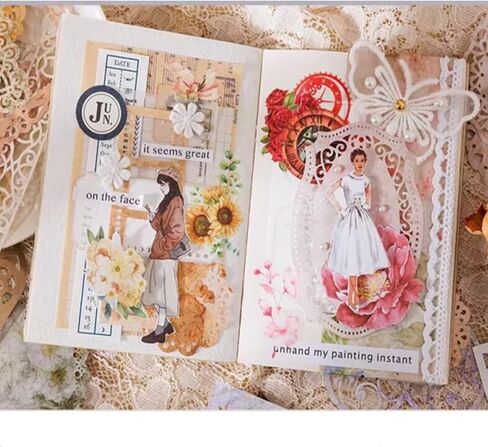 سجل القصاصات ورق الدانتيل 50 ورقة عتيقة من الدانتيل بإطار من الدانتيل مجموعة لوازم تزيين فنية للمجلات وإطارات الصور وألبومات الصور وصناعة البطاقات والحرف اليدوية والزينة للمخططين. in Kuwait