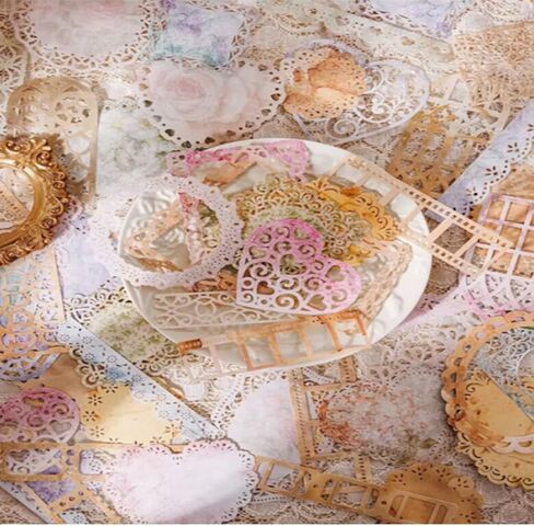 سجل القصاصات ورق الدانتيل 50 ورقة عتيقة من الدانتيل بإطار من الدانتيل مجموعة لوازم تزيين فنية للمجلات وإطارات الصور وألبومات الصور وصناعة البطاقات والحرف اليدوية والزينة للمخططين. in Kuwait