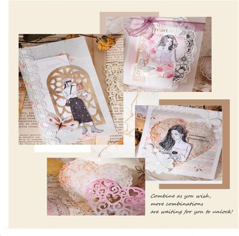 سجل القصاصات ورق الدانتيل 50 ورقة عتيقة من الدانتيل بإطار من الدانتيل مجموعة لوازم تزيين فنية للمجلات وإطارات الصور وألبومات الصور وصناعة البطاقات والحرف اليدوية والزينة للمخططين. in Kuwait