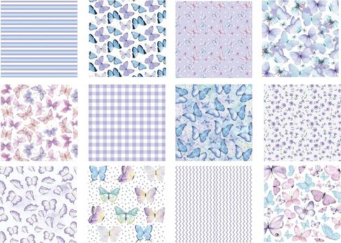 24 pcs of watercolor butterfly 30x30cm scrapbook paper,double-sided Purple decorative paper,plaid pattern folding flat DIY Card Making Scrapbook Paper,12 design in Saudi Arabia