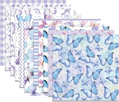 24 pcs of watercolor butterfly 30x30cm scrapbook paper,double-sided Purple decorative paper,plaid pattern folding flat DIY Card Making Scrapbook Paper,12 design in Saudi Arabia