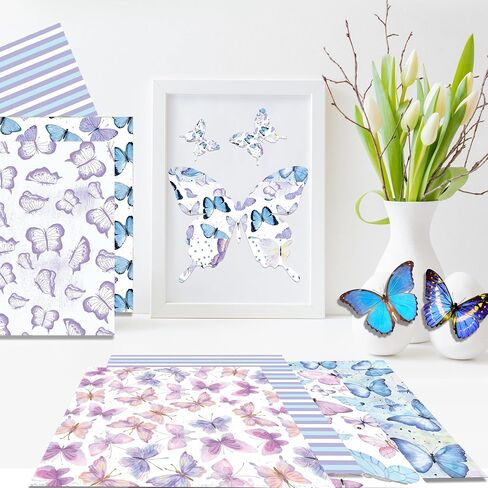 24 pcs of watercolor butterfly 30x30cm scrapbook paper,double-sided Purple decorative paper,plaid pattern folding flat DIY Card Making Scrapbook Paper,12 design in Saudi Arabia
