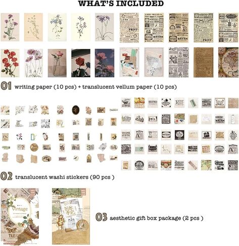 حزمة ورق ملصقات سكرابوكينغ على الطراز العتيق (110 قطعة) لمخطط المجلات الفنية، لوازم المجلات غير المرغوب فيها، مجموعات أدوات دفتر الملاحظات، ألبوم الكولاج، إطارات الصور الجمالية in Kuwait