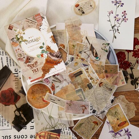 حزمة ورق ملصقات سكرابوكينغ على الطراز العتيق (110 قطعة) لمخطط المجلات الفنية، لوازم المجلات غير المرغوب فيها، مجموعات أدوات دفتر الملاحظات، ألبوم الكولاج، إطارات الصور الجمالية in Kuwait