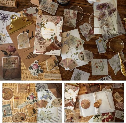 حزمة ورق ملصقات سكرابوكينغ على الطراز العتيق (110 قطعة) لمخطط المجلات الفنية، لوازم المجلات غير المرغوب فيها، مجموعات أدوات دفتر الملاحظات، ألبوم الكولاج، إطارات الصور الجمالية in Kuwait