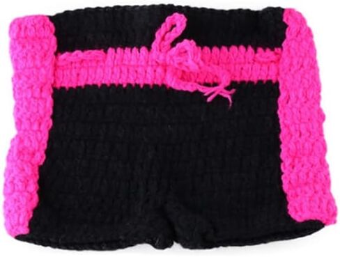 ملابس لحديثي الولادة للتصوير الفوتوغرافي للأولاد والبنات وقفازات ملاكمة للأطفال وسروال قصير من الكروشيه للأطفال من عمر 0 ​​إلى 3 أشهر، أسود، 0-3 أشهر in Kuwait