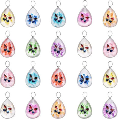 10Pcs Dried Flower Resin Pendant Butterfly Charms Plant Daisy Flower Charm for DIY Earring Necklaces Bracelet Keychain Jewelry Making (Teardrop) in Saudi Arabia