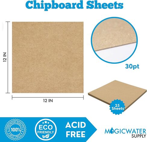 MagicWater Chipboard Sheet - 12x12 inch - 30 pt - 0.030" Thick - 50 Pack in Saudi Arabia