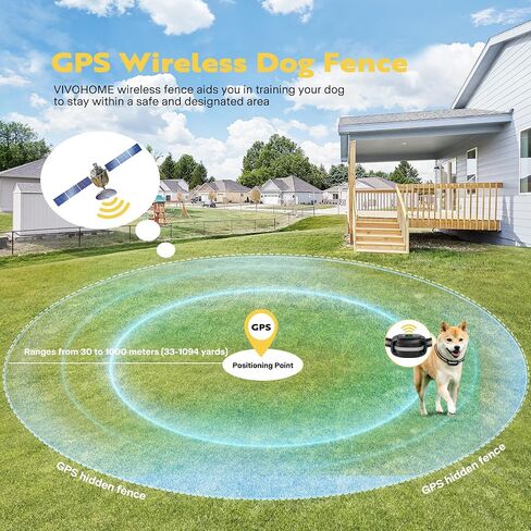 سياج الكلب اللاسلكي VIVOHOME GPS، طوق الكلب الكهربائي مع نغمة، اهتزاز، ووضع الصدمة نصف قطر الإشارة يصل إلى 1094 ياردة، نظام احتواء الحيوانات الأليفة مقاوم للماء وقابل لإعادة الشحن للكلاب المتوسطة والكبيرة in Saudi Arabia