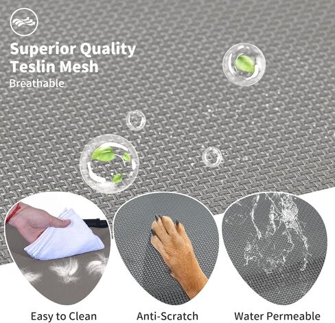 FIOCCO Elevated Dog Bed - Heavy Duty Dog Cot, Washable Raised Dog Bed with Chew Proof Mesh and Metal Frame, Portable Dog Bed for Outdoor Use, Dog Cots Beds for Medium Dogs, Gray/Black Mesh in Kuwait