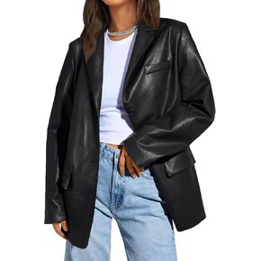 Trendy Queen Womens Oversized Jacket Faux Leather Fall Ourfits Going Out Trendy Winter Coats with Pockets 2024