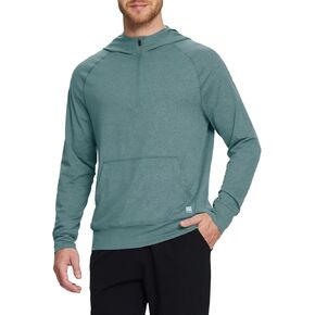 Mens Long Sleeve Quarter Zip Pullover Hoodie Lightweight Regular Fit Hooded Sweatshirt with Kangaroo Pocket