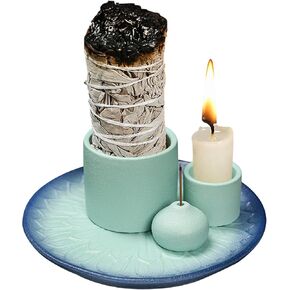Comeon Ceramic Incense Stick Holder,Home Yoga 3 in 1 Incense Burner Sage Holder for Burning (Black)
