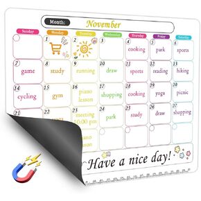 Fridge Magnetic Whiteboard Calendar Dry Erase Calendar for Refrigerator, Fridge Magnets Monthly Fridge Calendar Magnet 11 X 8.26 Inch