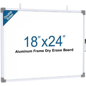 MaxGear White Board for Wall, 18" x 24" Magnetic White Board, Aluminum Frame, Double-Sided Hanging Whiteboard, Portable Dry Erase Board for Planning Drawing Memo to Do List School Home Office