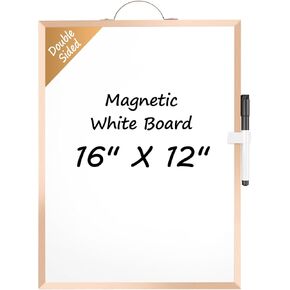 MaxGear Small White Board Dry Erase Board for Wall, Black Aluminum Alloy Frame 16"x12" Hanging Whiteboard, Portable Small Magnetic Whiteboard for Students - Planning, Drawing, Memo