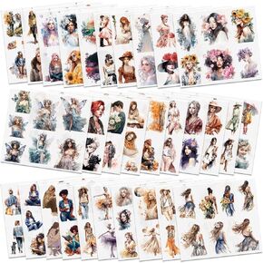 Knaid People Scrapbook Sticker Set (30 Sheets, 236 Assorted Pieces) - Journaling Scrapbooking Stickers Planner Sticker Dolls with Diverse Girls & Women for Junk Journal Supplies Laptops Water Bottles