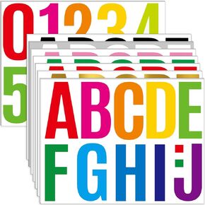 24 Sheets Letter Stickers Bulletin Board Letters Large 4 Inch Vinyl Alphabet Stickers Big ABC Numbers Peel and Stick for Poster Board Classroom Mailbox Crafts Window Door Decoration (Colorful)