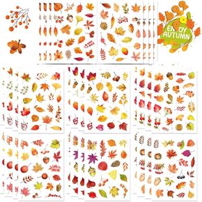 32 Sheets Fall Maple Leaves Stickers Thanksgiving Maple Leaves Self Adhesive Autumn Stickers, Autumn Party Thanksgiving Party Supplies, Harvest Party Favorites, November Stickers, Thanksgiving Decor