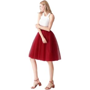 LASTORY Women's Tulle Skirts A Line Knee Length, Midi Tutu Skirt Elastic Waist Suitable for Wedding, Party, Prom, Homecoming