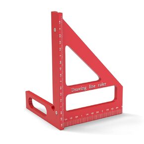 3D Multi-Angle Measuring Ruler,45/90 Degree Aluminum Alloy Square Ruler Protractor,3D Ruler Miter Triangle Ruler High Precision Woodworking Tools for Engineer Carpenter Red