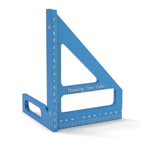 3D Multi-Angle Measuring Ruler,45/90 Degree Aluminum Alloy Square Ruler Protractor,3D Ruler Miter Triangle Ruler High Precision Woodworking Tools for Engineer Carpenter Blue