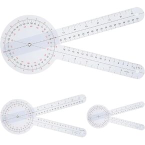 Goniometer Set, 3 Pieces of 6/8/12 Inch Transparent Angle Ruler Plastic Goniometer for Body Measuring Tape Goniometer Protractor Ruler