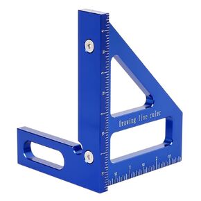 Imperial 3D Multi-Angle Measuring Ruler,Miter Triangle Ruler Precision Layout Measuring Tool,45/90 Degree Aluminum Alloy Woodworking Square Protractor for Woodworking (Blue)