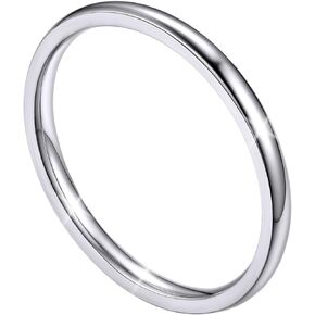 Rings for Teen Girls, Silver Knuckle Rings Womens Rings Tungsten 2mm Thin Plain Stackable Band Ring