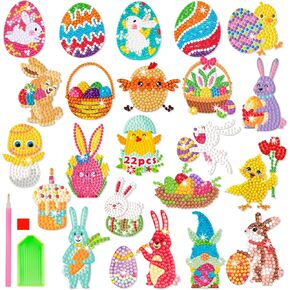 Viicoor 24 PCS Diamond Painting Stickers Cartoon Diamond Gem Stickers Kit 5D Diamond Art Moisac Gift for Party Favor (#B-Mario-24PCS+2 Stickers)