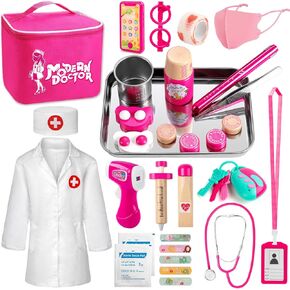 Sundaymot Doctor Kit for Girls, Doctor Kit for Toddlers 3-5, with Medical Bag, Real Stethoscope and Other Accessories Kids Doctors Play Set, Perfect Doctor Toy Gift for Toddlers Role Playing