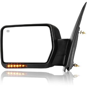 Towing Mirrors Left Driver Side Fit 04-06 Ford F150, POWER HEATED,W/AMBER SIGNAL,BLACK Mirror Replacement