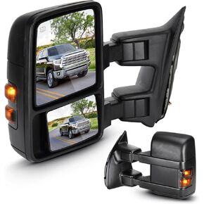 Towing Mirrors for Ford F-250 F-350 Super Duty 2008-2016 Power Heated with Turn Signal Manual Folding Telescoping (1 Pair)