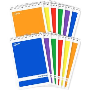 Steno Pads Spiral 6x9 12 Pack Gregg Rule Notebooks 6 Assorted Covers 60 Sheets White Paper, Writing Note Pads for Note-taking in School Office Home College University Work Travel