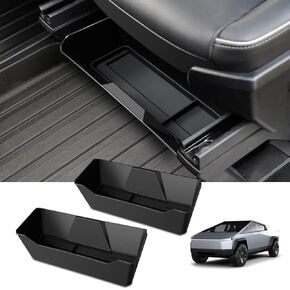 2 PACK Underseat Storage Box for Tesla Y 2024 - 2021- ABS + TPE Double Layer Driver Passenger Underseat Storage Tray Box Organizer for Tesla Model Y 2024 2023 2022 2021 (Gray Inner)