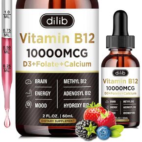 Vitamin B12 Complex 5000 mcg | Vegan B12 Liquid Drops Sublingual Supplement | Methylcobalamin w/ Folate, Biotin, Vitamin C, B3, B5, B6, & B8 for Long-Lasting Energy and Healthy Metabolism, 2 fl. oz. in Kuwait