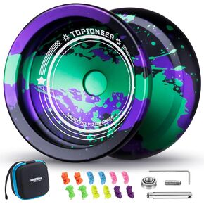 MAGICYOYO V12 Finger Spin Yoyo يويو احترافية سريعة الاستجابة للأطفال والكبار، يويو غير مستجيب لليويو المتقدم والمحترف مع 12 خيط يويو ومجموعة ملحقات يويو - أسود أخضر أرجواني