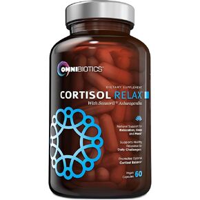 OmniBiotics Cortisol Relax Supplement with Ashwagandha, L-Theanine - Natural Cortisol Support, Promotes Healthy Response to Stress - 60 Vegan Capsules